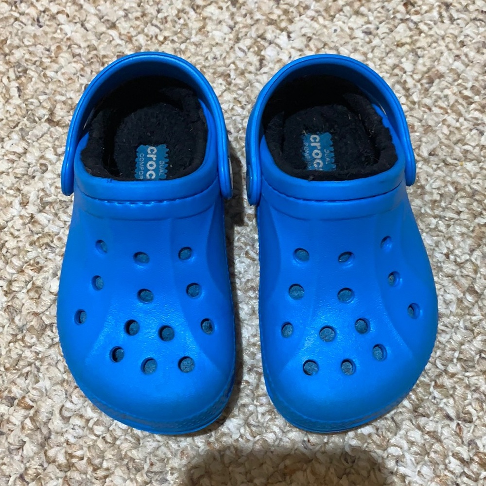 Kids Furry Blue Crocs
